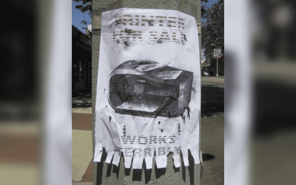 A Street poster selling a printer