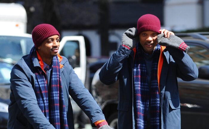 Will Smith and his "double" on the movie set.