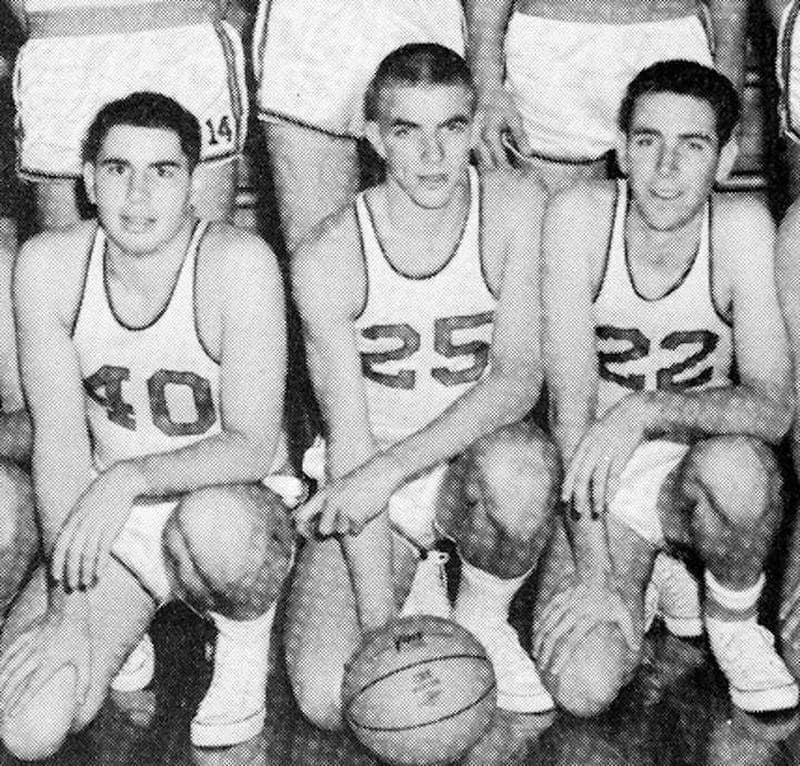 Photograph of Tom Selleck and two of his teammates.