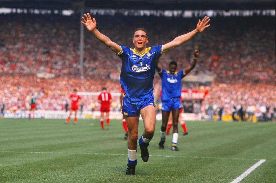 Vinnie Jones celebrating at the final whistle at the FA Cup Final 1988.