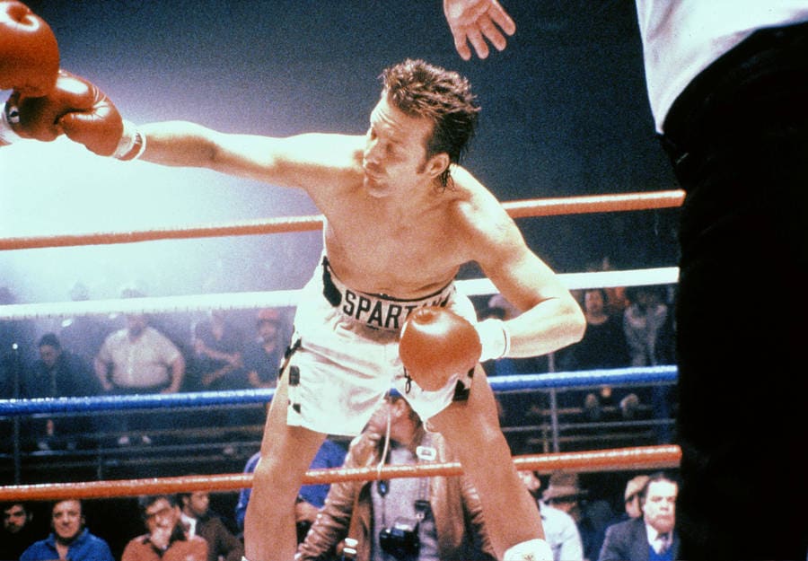 Mickey Rourke in the boxing ring in the movie Homeboy.