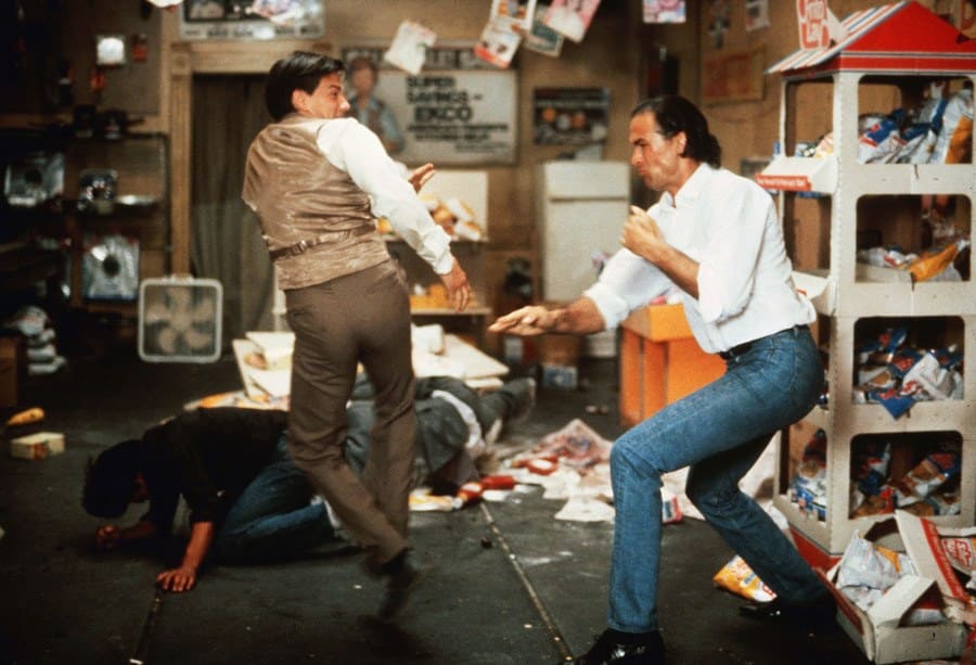 Steven Seagal putting his martial arts to use in the film Nico / Above the Law.