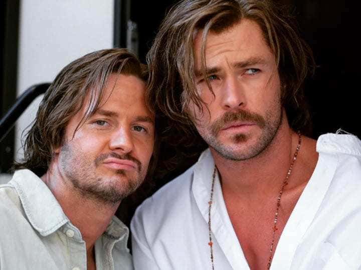 Chris Hemsworth and Bobby Holland Hanton in Vancouver shooting Bad Times.
