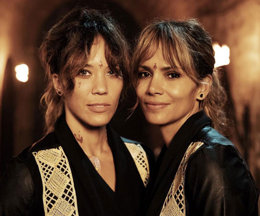 Halle Berry and Anisha Gibbs dressed up for a John Wick movie.
