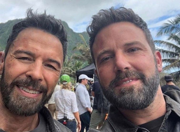Ben Affleck with Rich Cetrone ready for filming in Triple Frontier.
