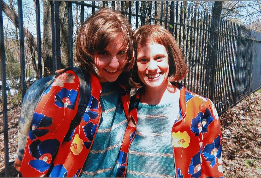 Lena Dunham and Myra ‘Dakota’ Brown dressed alike on the set of Girls.