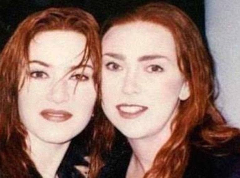 Kate Winslet and Sarah Franzl on the set of Titanic.