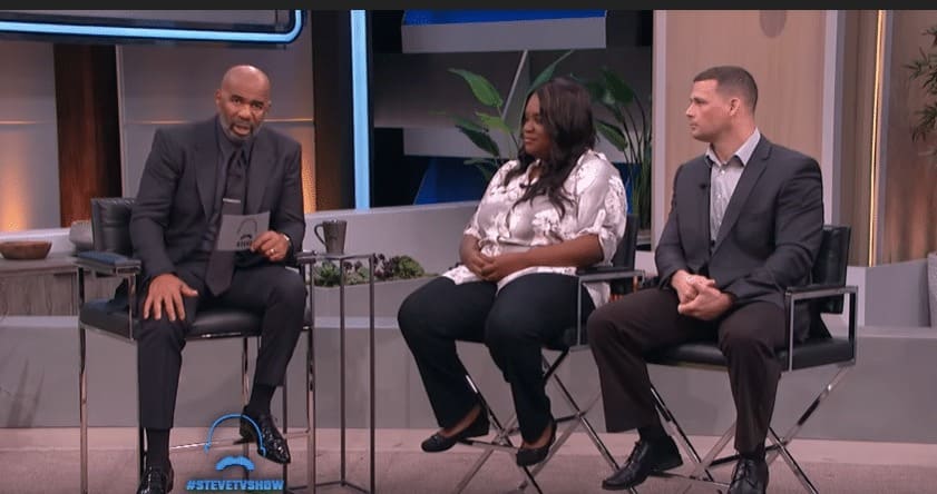 Jayleysa Corbett and Officer Bass on the Steve Harvey Show