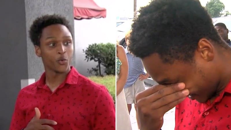 Walter Carr looking surprised and crying