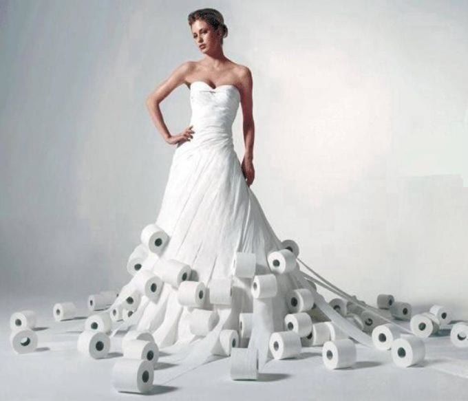A toilet paper wedding dress