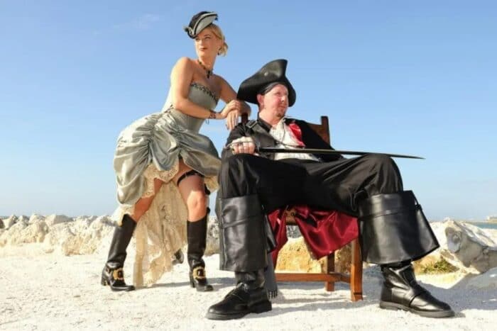 A couple wearing their wedding cloths