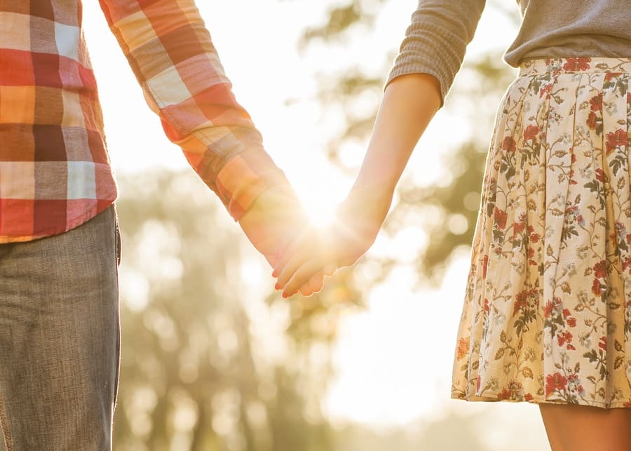 Young couple walking in love. 
