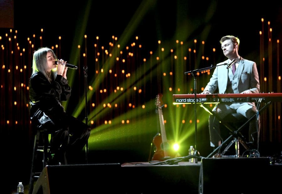 Billie Eilish and Finneas O'Connell performing in 2019.