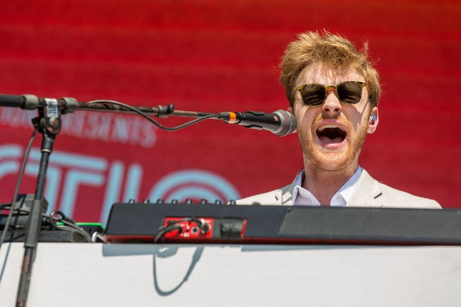 Finneas O'Connell performing at the Austin City Limits Music Festival in Texas.