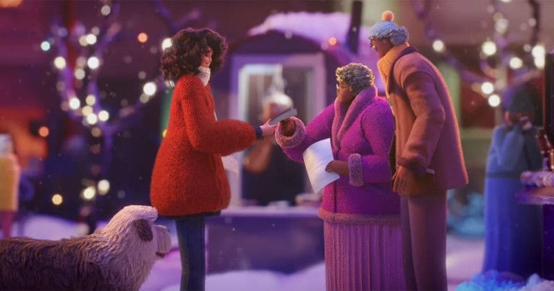 The ‘Share Your Gifts’ animated video where the woman is sharing her art with strangers.
