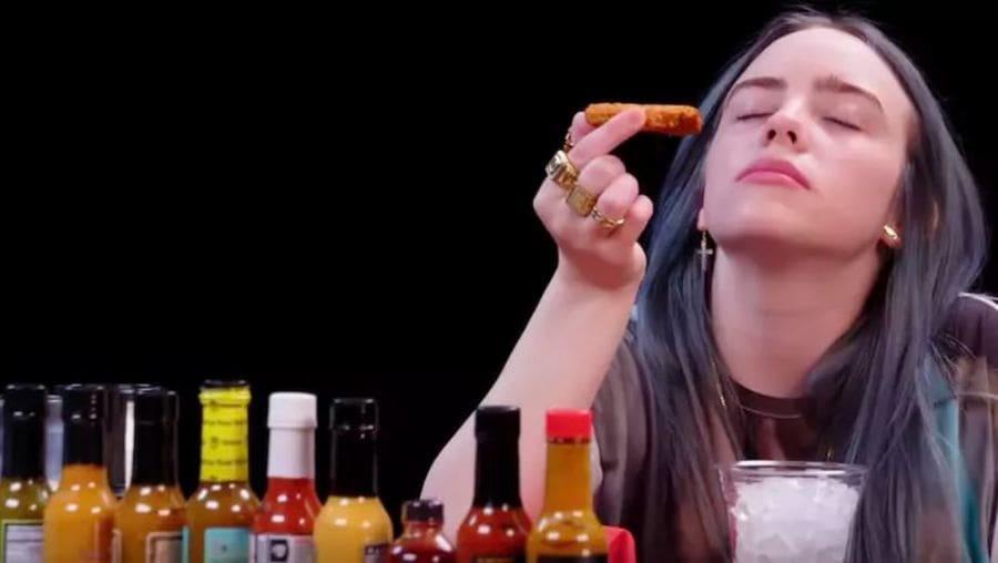 Billie Eilish was preparing to eat a spicy vegan nugget on ‘Hot Ones.’