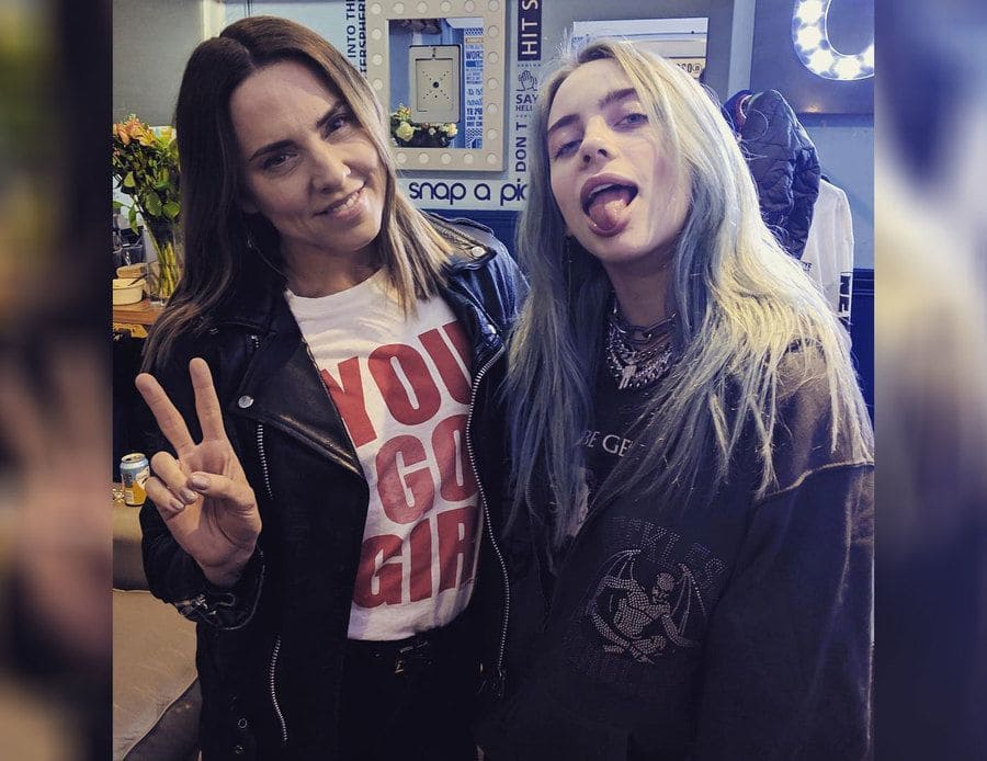 Melanie C (Sporty Spice) and Billie Eilish are backstage at one of her concerts.