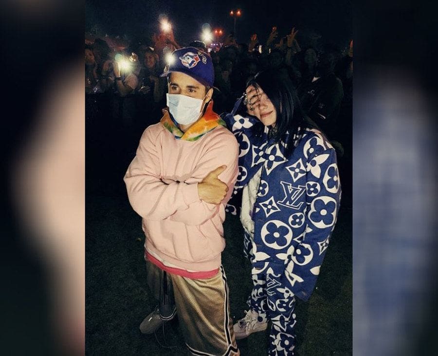 Billie Eilish and Justin Bieber are photographed at Coachella together.