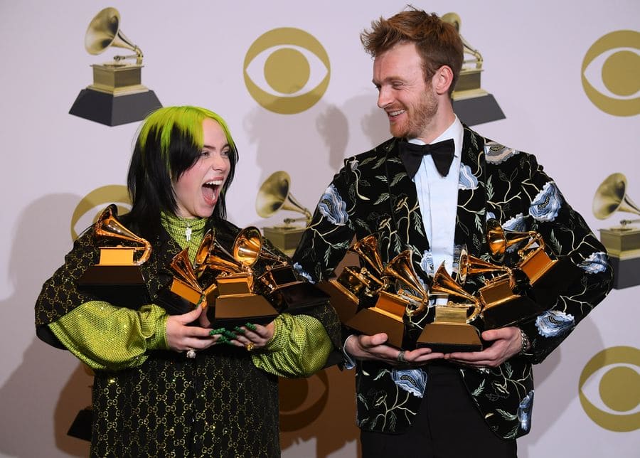Billie Eilish and Finneas O’Connell are holding all of their Grammy Awards at the Grammys in 2020.