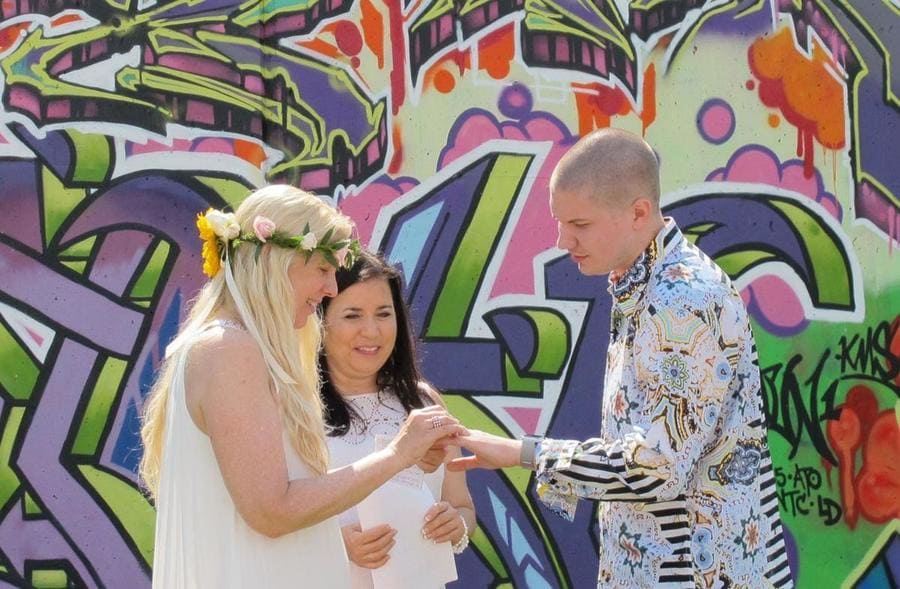 Kasey Bergh and Henry Glendening on their wedding day