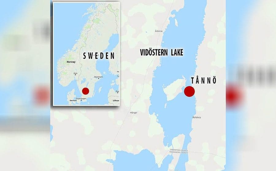 A map showing the location of the Vidostern Lake in Southern Sweden
