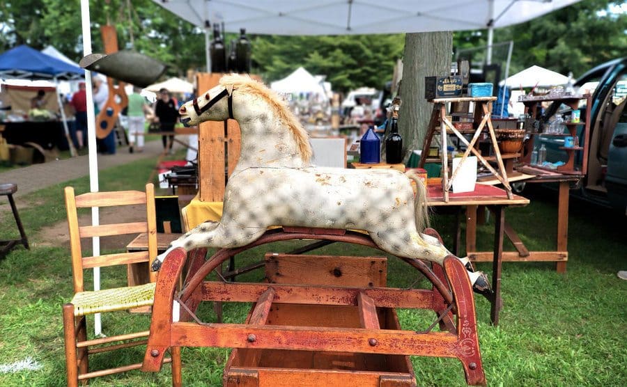 A photograph of an antique horse 