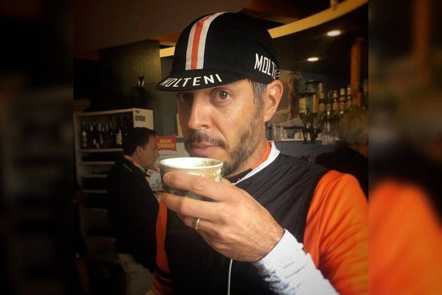 Mark Folbigg drinking coffee