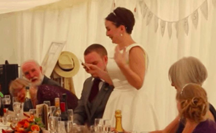 Lana stands up to give her wedding day speech