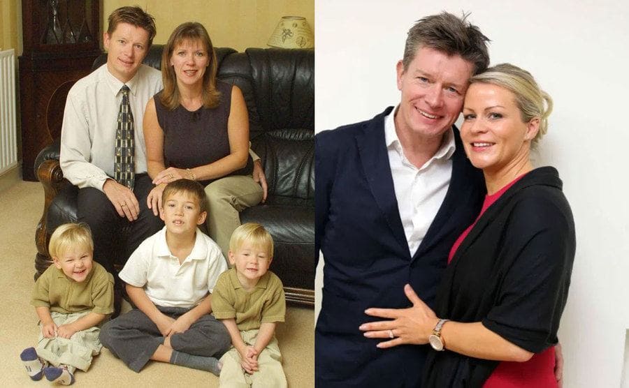 Richard, Kate, and their three boys / Richard and his new wife, Emma