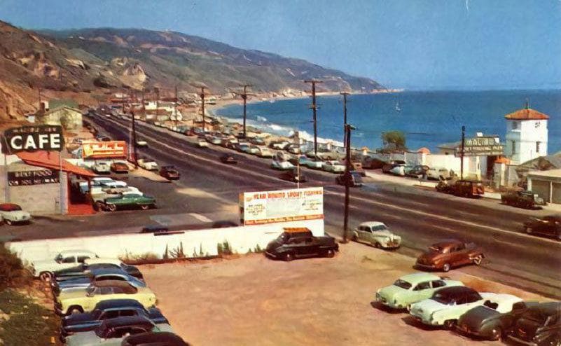 A view of the stretch of road going passed Malibu Beach 