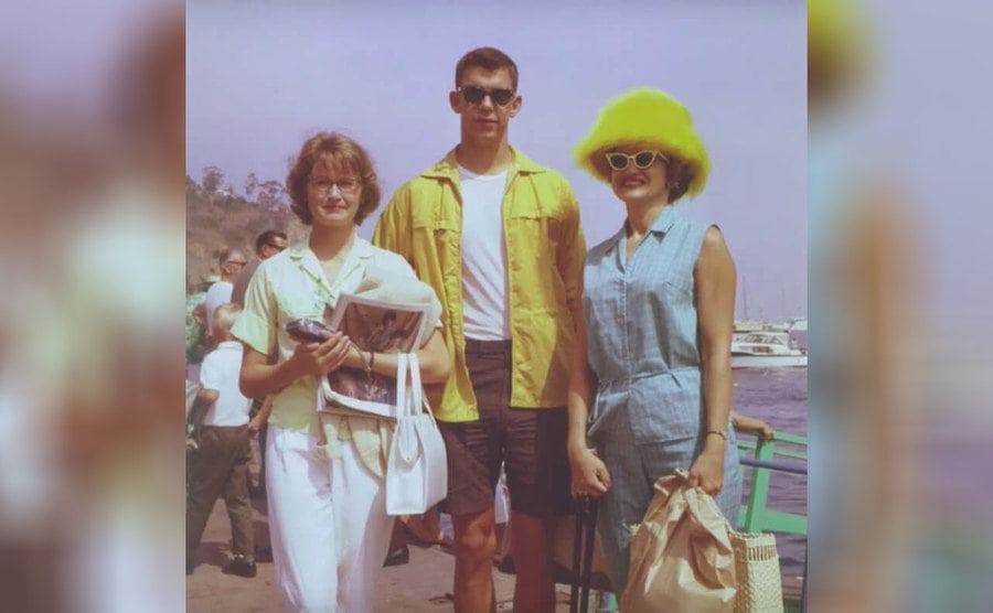 Janice, Prentiss, and her mother on the beach 
