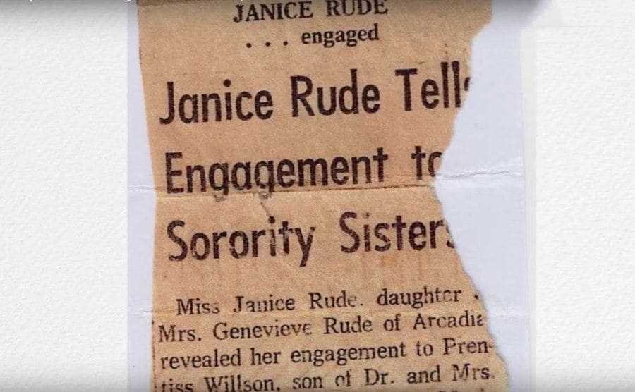 The newspaper clipping with their engagement announcement 