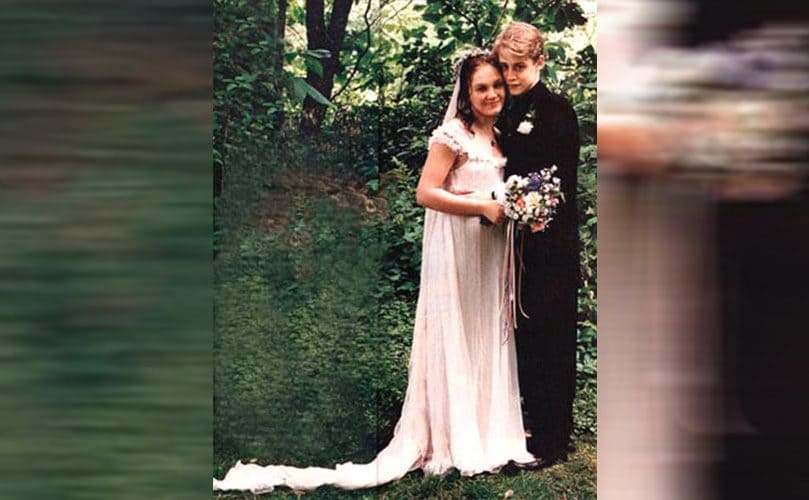 Macaulay Culkin and Rachel Miner at their wedding