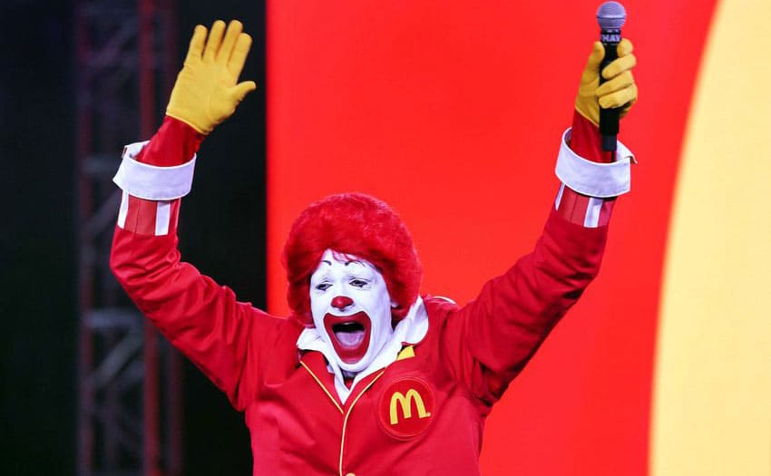 Ronald McDonald performing at a McDonald’s convention