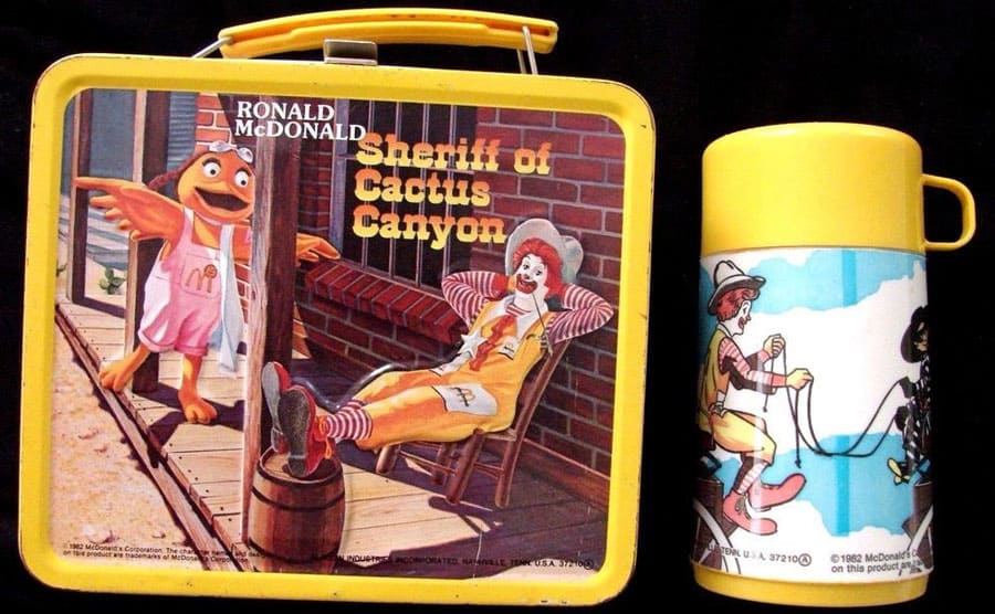 Ronald McDonald’s lunch box and thermos