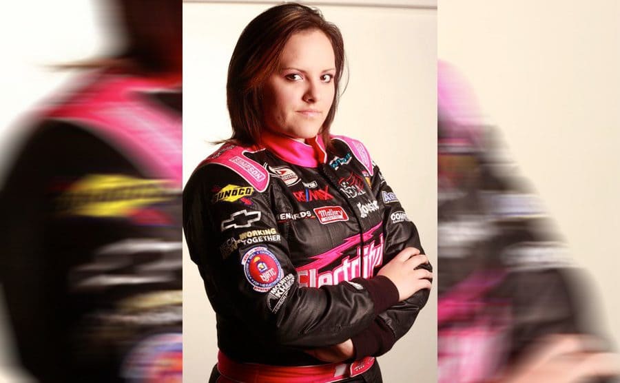 Alli Owens in a racing suit 