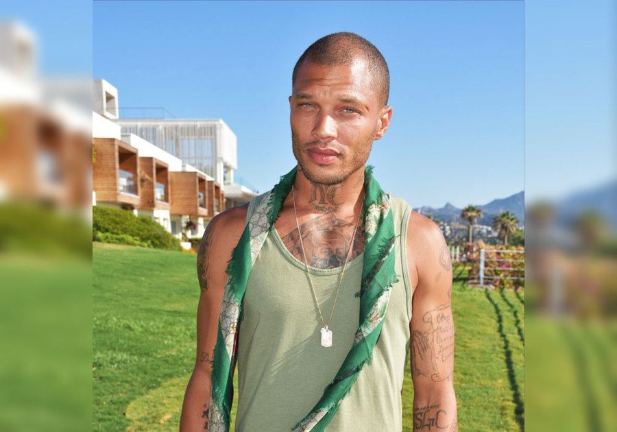 Jeremy Meeks wearing green outside