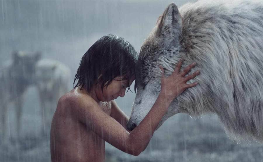 Neel Sethi and Lupita Nyong’O in a scene from The Jungle Book