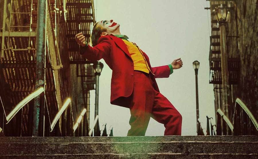 Joaquin Phoenix dancing on the steps in Joker