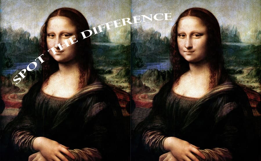 The Mona Lisa with Spot the Difference written across it