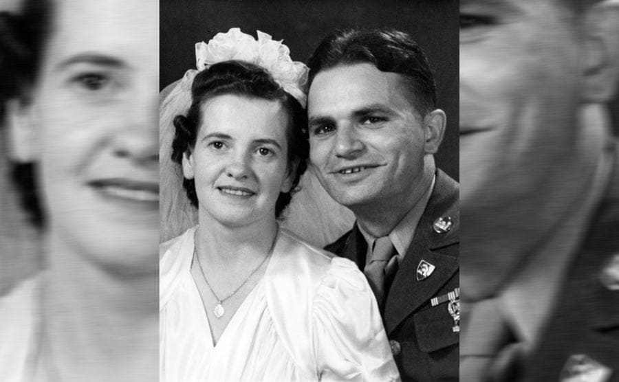 Alice and Jim on their wedding day in the 1940s