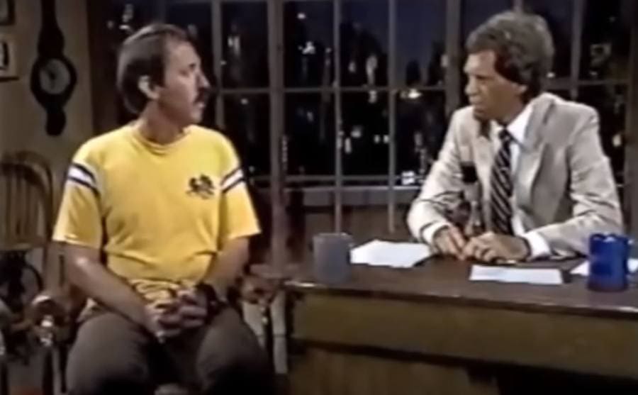 Larry being interviewed by David Letterman