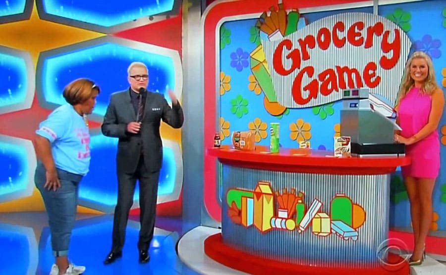 A woman playing the Grocery Game on the Price is Right