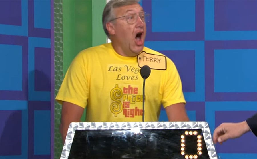 Terry about to give his guess for the showcase on the Price is Right