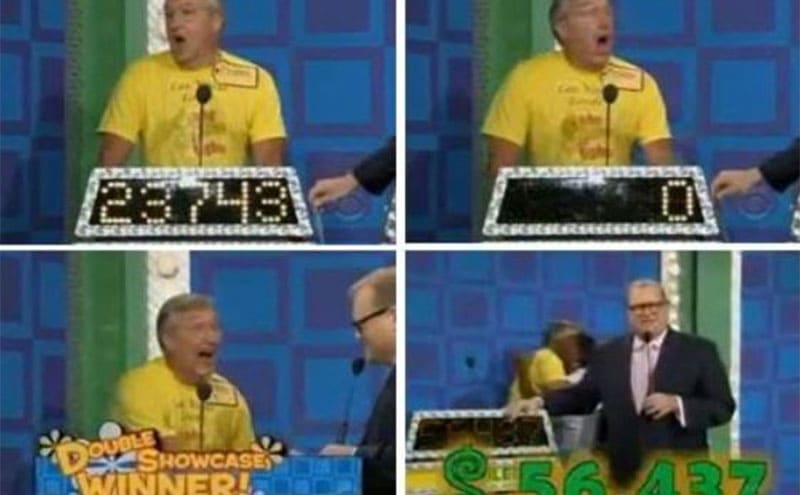 Four screenshots of Terry guessing the correct amount