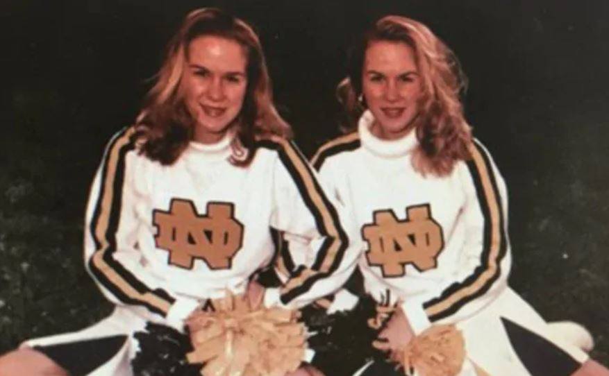 Alexandria and Anastasia Duval in their cheerleader uniforms