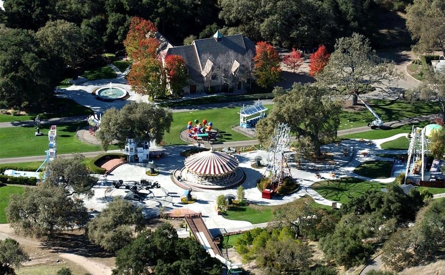An aerial view of Neverland Ranch