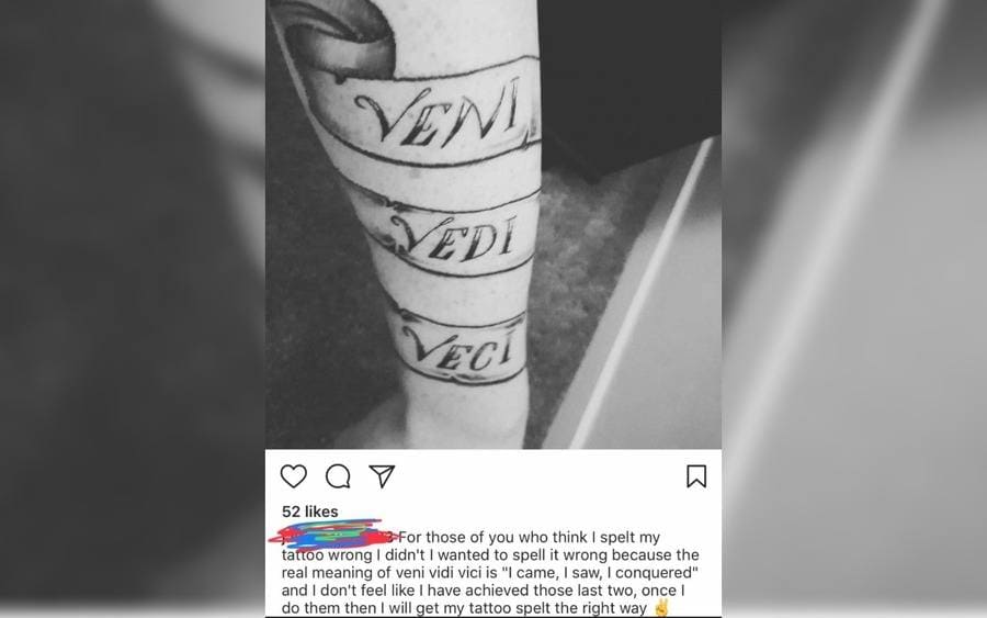 A tattoo that reads 