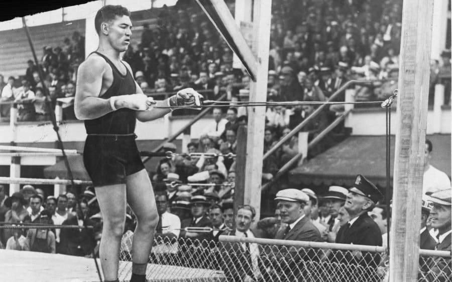 Jack Dempsey trains for his first fight against Gene Tunney