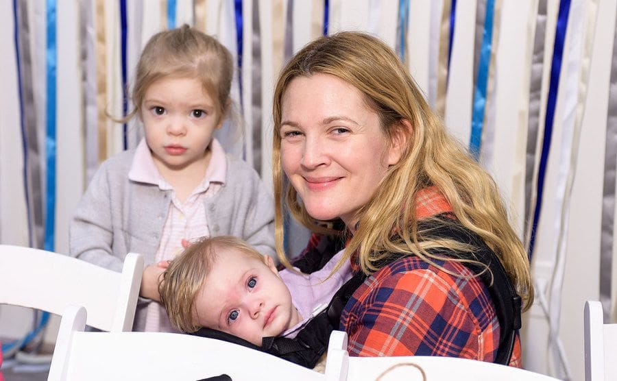 Drew Barrymore with her children Olive and Frankie Barrymore Kopelman